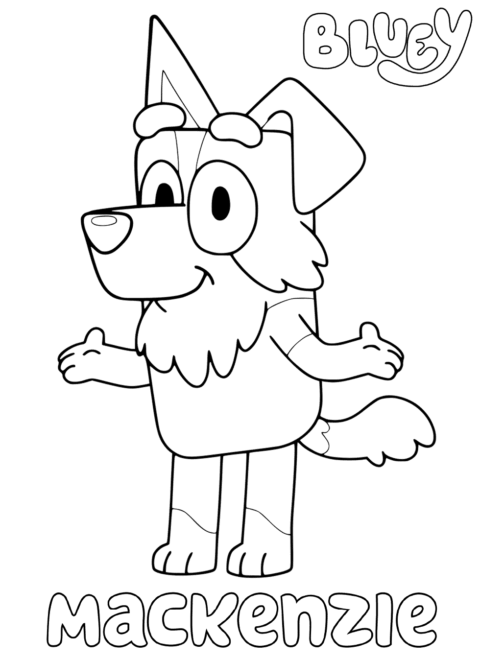 Coloriage Chien Mackenzie Blueys - Bluey à imprimer