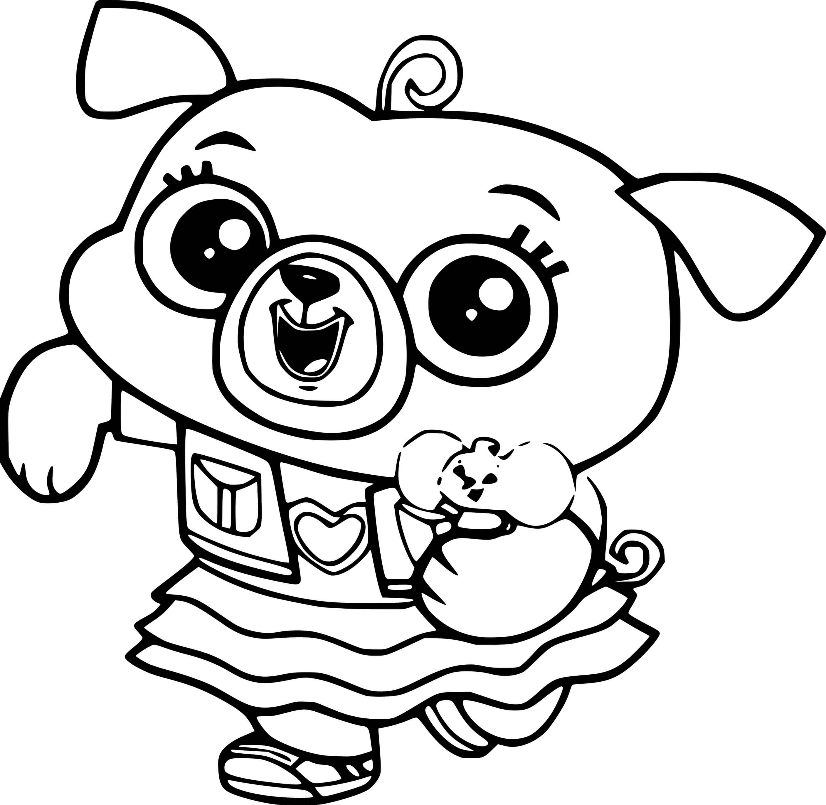 Coloriage Chip Pug Holds Potato Mouse - Chip et patate à imprimer
