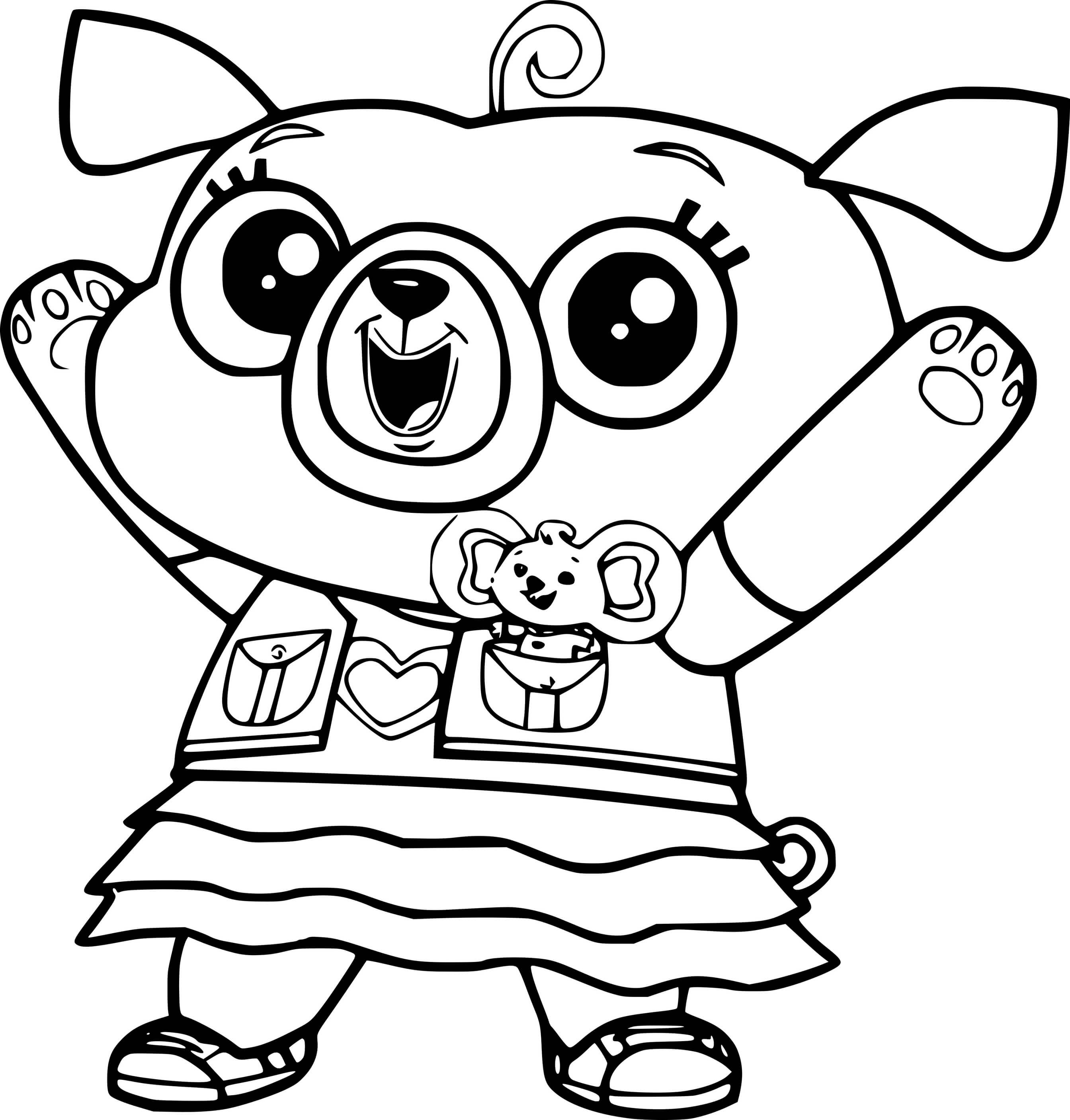 Coloriage Chip Pug And Potato Mouse - Chip et patate à imprimer