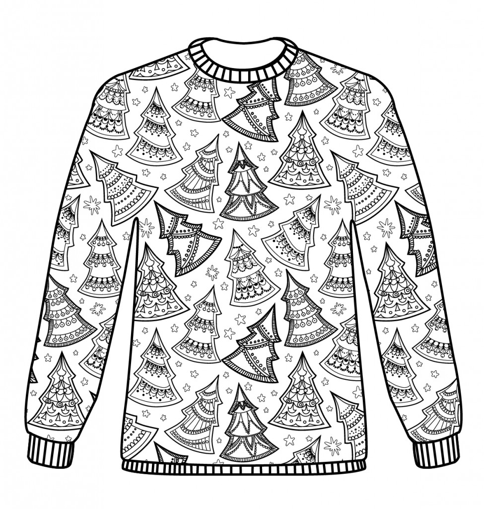 Coloriage Pull de Noël Motifs Adulte - Noël adulte à imprimer