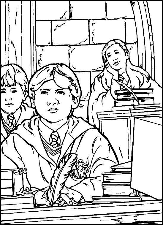 Coloriage Classe De Poudlard - Harry potter à imprimer