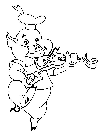 Coloriage Cochon Qui Joue Du Violon - Animaux à imprimer