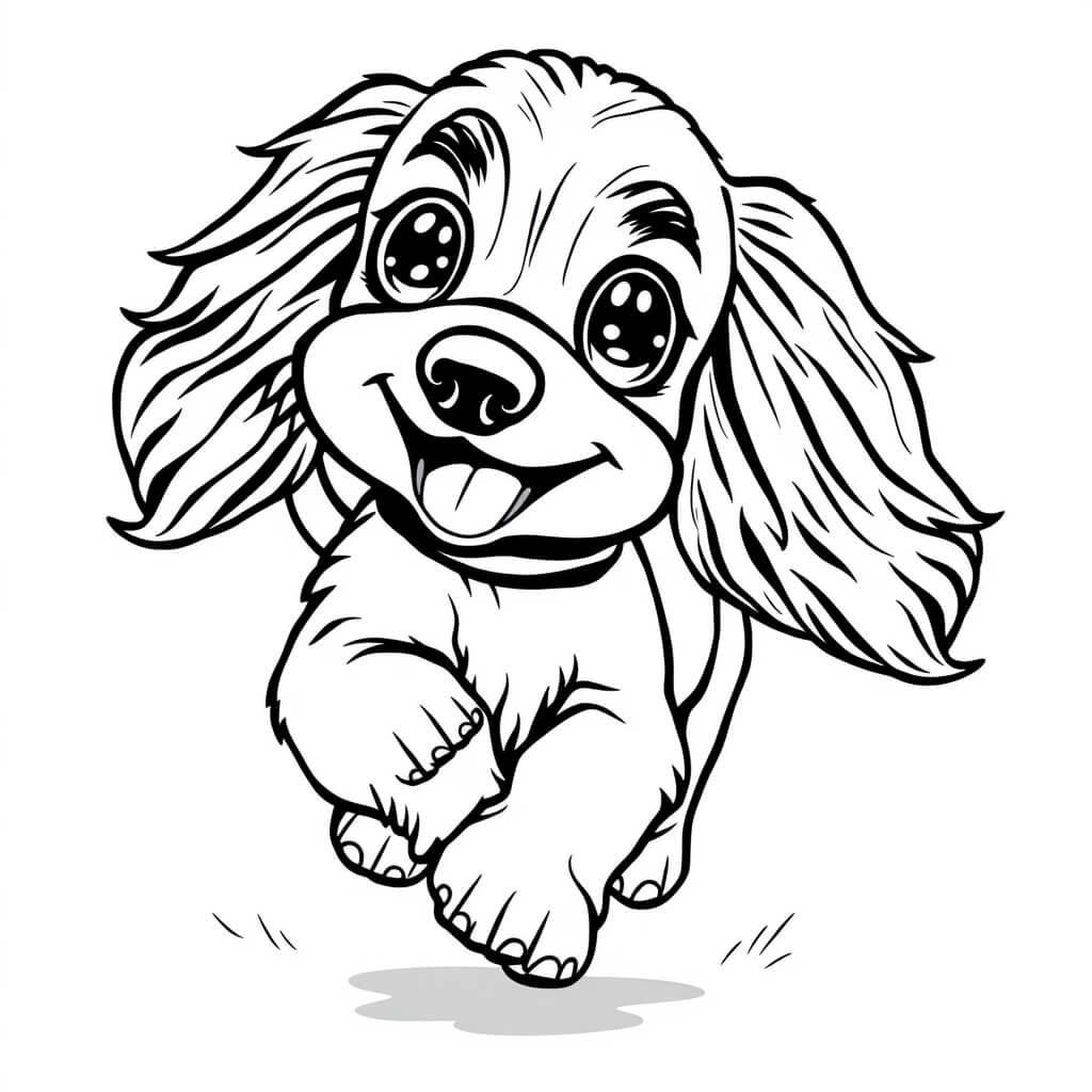 Coloriage Cocker Spaniel anglais aux longues oreilles - Chien facile à imprimer