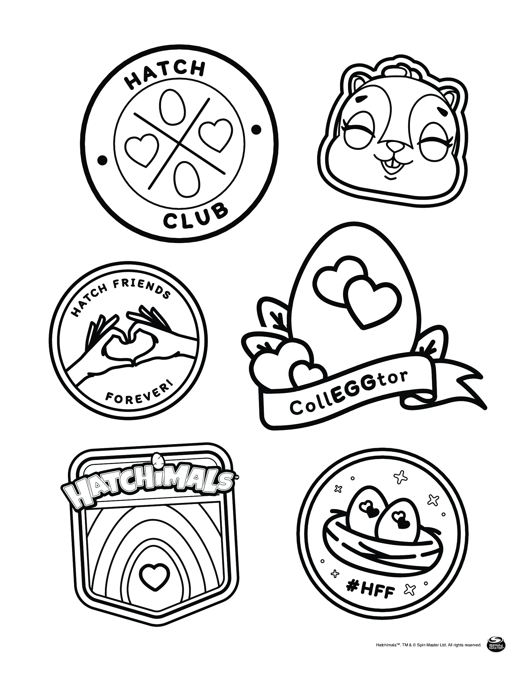 Coloriage Color Your Own Hatch Club Patches - Hatchimals à imprimer