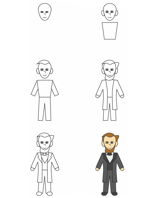 Coloriage Comment Dessiner Abraham Lincoln - Comment dessiner à imprimer