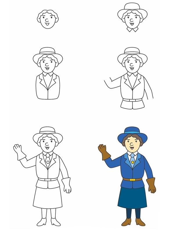 Coloriage Comment Dessiner Agnes Baden Powell - Comment dessiner à imprimer