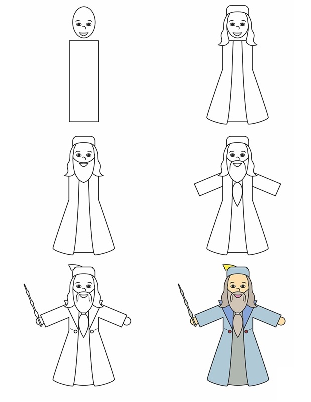 Coloriage Comment Dessiner Albus Dumbledore - Comment dessiner à imprimer
