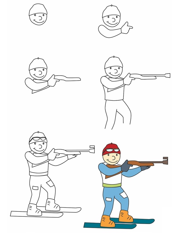 Coloriage Comment Dessiner Biathlon - Comment dessiner à imprimer