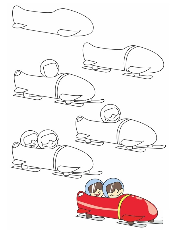 Coloriage Comment Dessiner Bobsleigh - Comment dessiner à imprimer