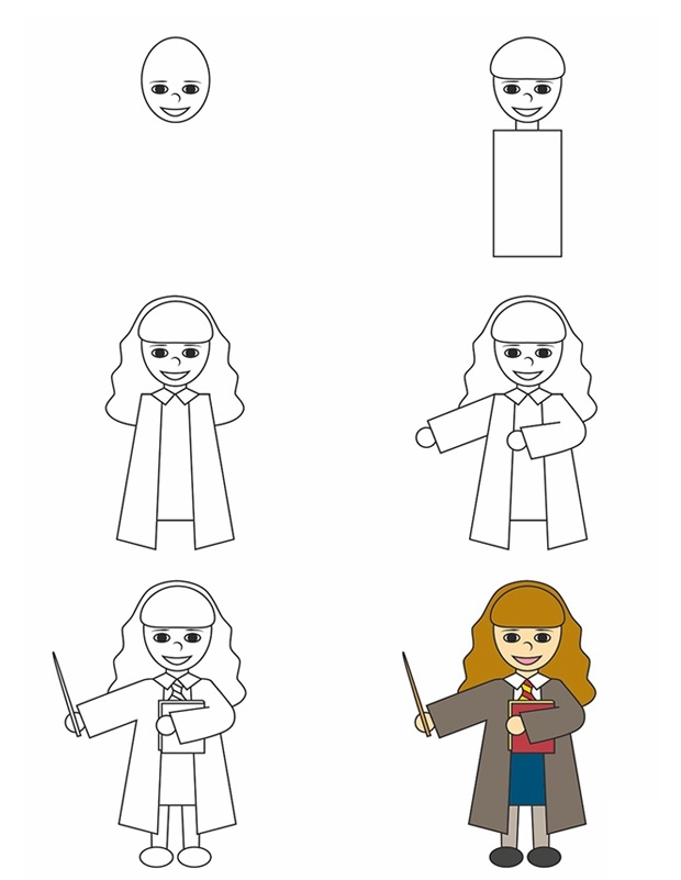 Coloriage Comment Dessiner Hermione Granger - Comment dessiner à imprimer