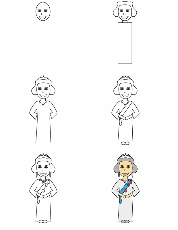 Coloriage Comment Dessiner Reine Elizabeth Ii - Comment dessiner à imprimer