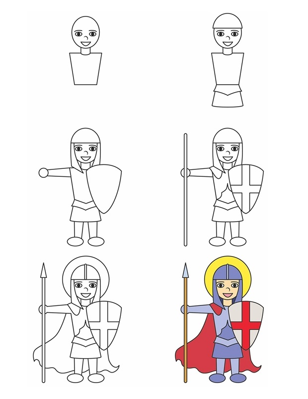 Coloriage Comment Dessiner St George - Comment dessiner à imprimer