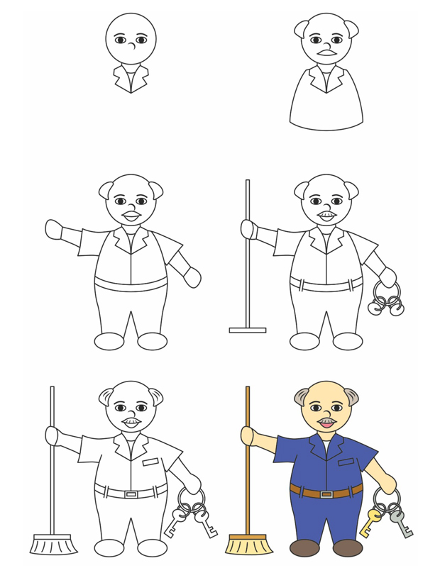 Coloriage Comment Dessiner Un Concierge - Comment dessiner à imprimer