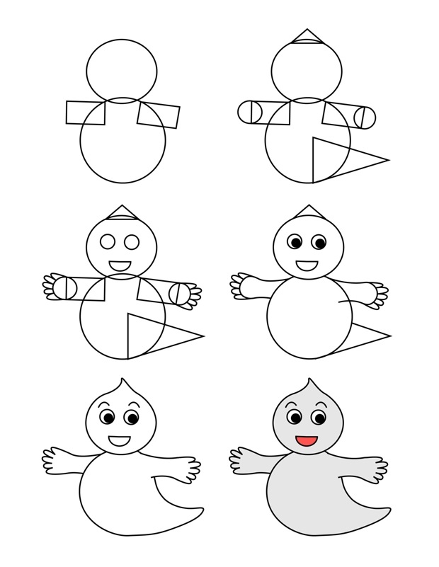 Coloriage Comment Dessiner Un Fantôme - Comment dessiner à imprimer
