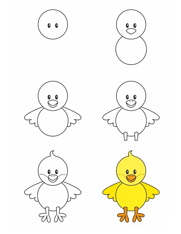 Coloriage Comment Dessiner Un Poussin - Comment dessiner à imprimer