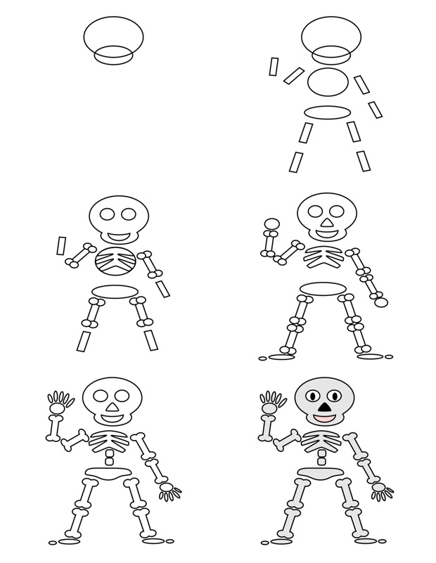 Coloriage Comment Dessiner Un Squelette - Squelette à imprimer
