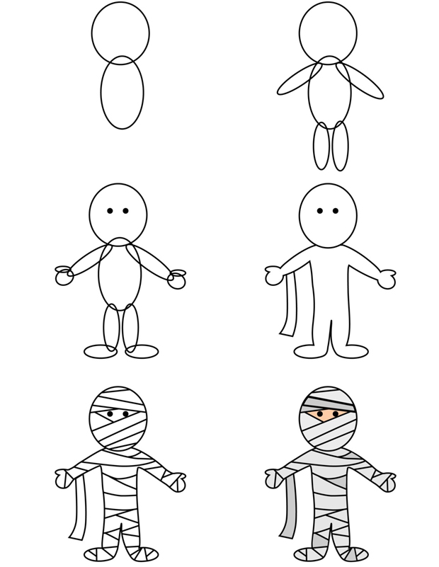 Coloriage Comment Dessiner Une Momie - Comment dessiner à imprimer