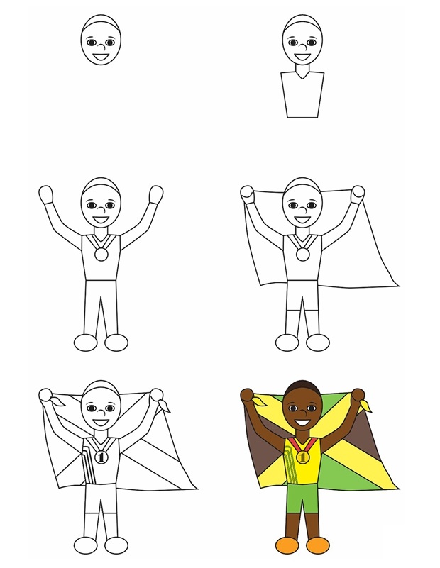 Coloriage Comment Dessiner Usain Bolt - Comment dessiner à imprimer