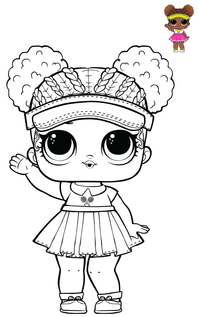 Coloriage Court Champ Lol Doll Athletic Club Series 2 Glam Glitter - Poupée LOL Surprise Hair Goals à imprimer