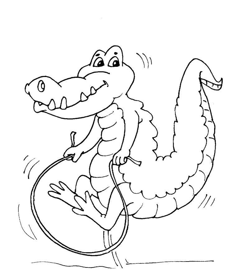 Coloriage Crocodile Saut De Corde - Crocodile à imprimer