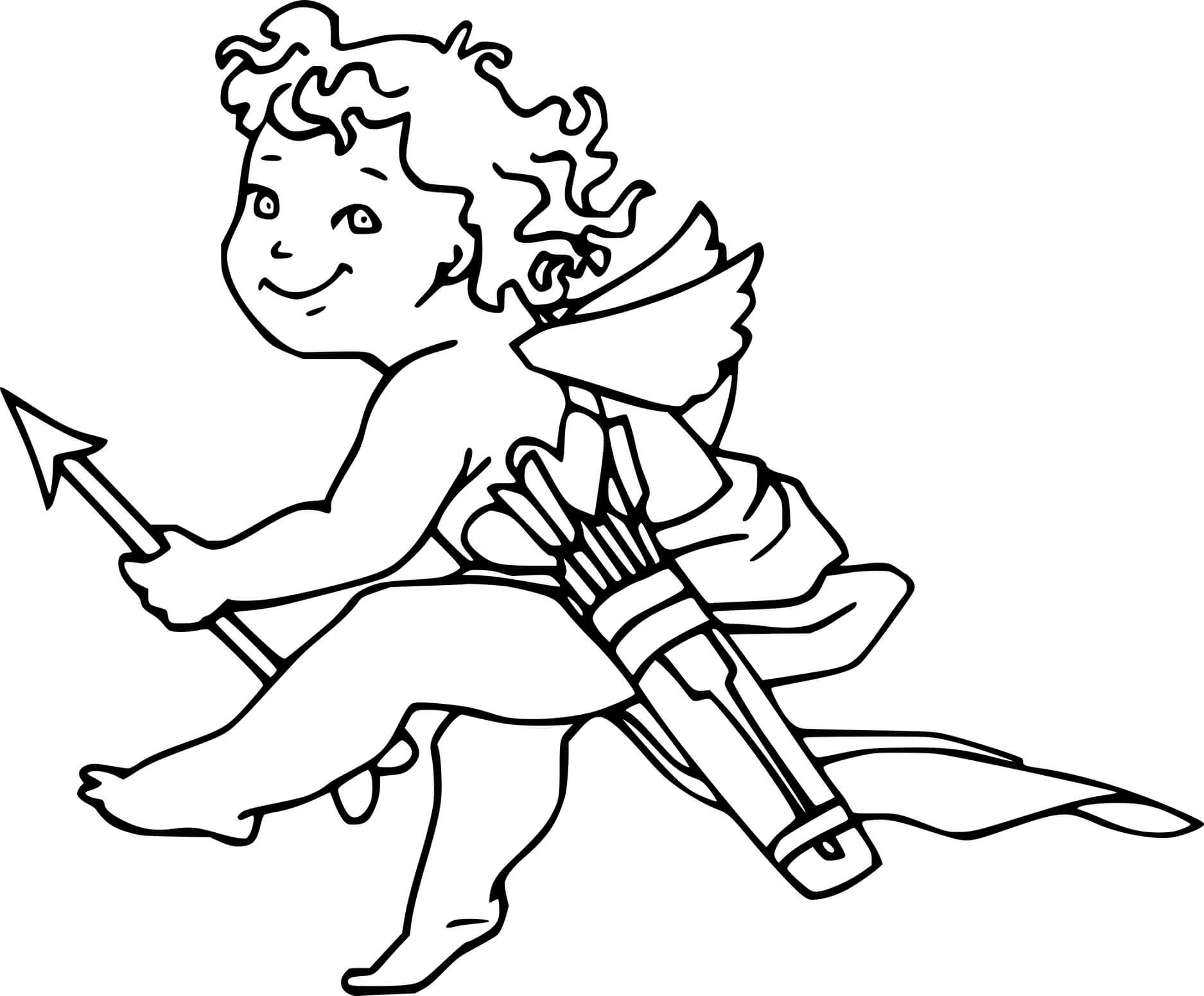 Coloriage Cupid With Arrows - Cupidon à imprimer