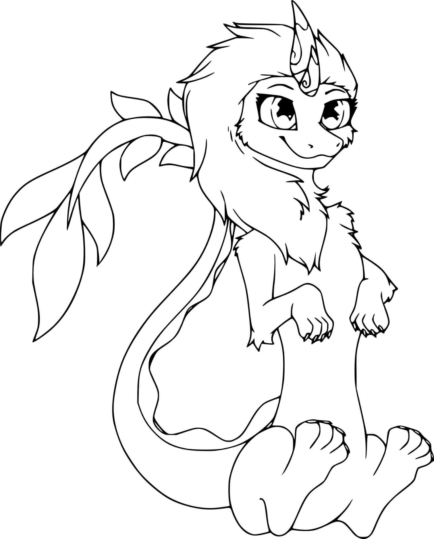 Coloriage Sisu - Dragon adorable et mystérieux - Raya et le Dernier Dragon à imprimer