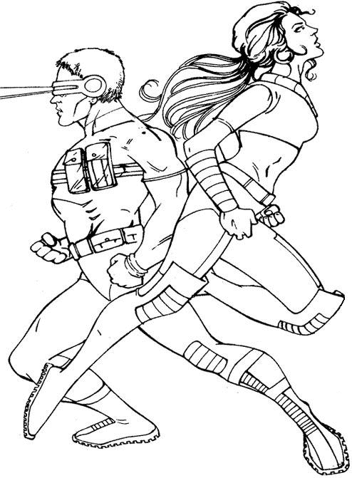 Coloriage Cyclope Et La Reine Blanche X Men - Xmen à imprimer