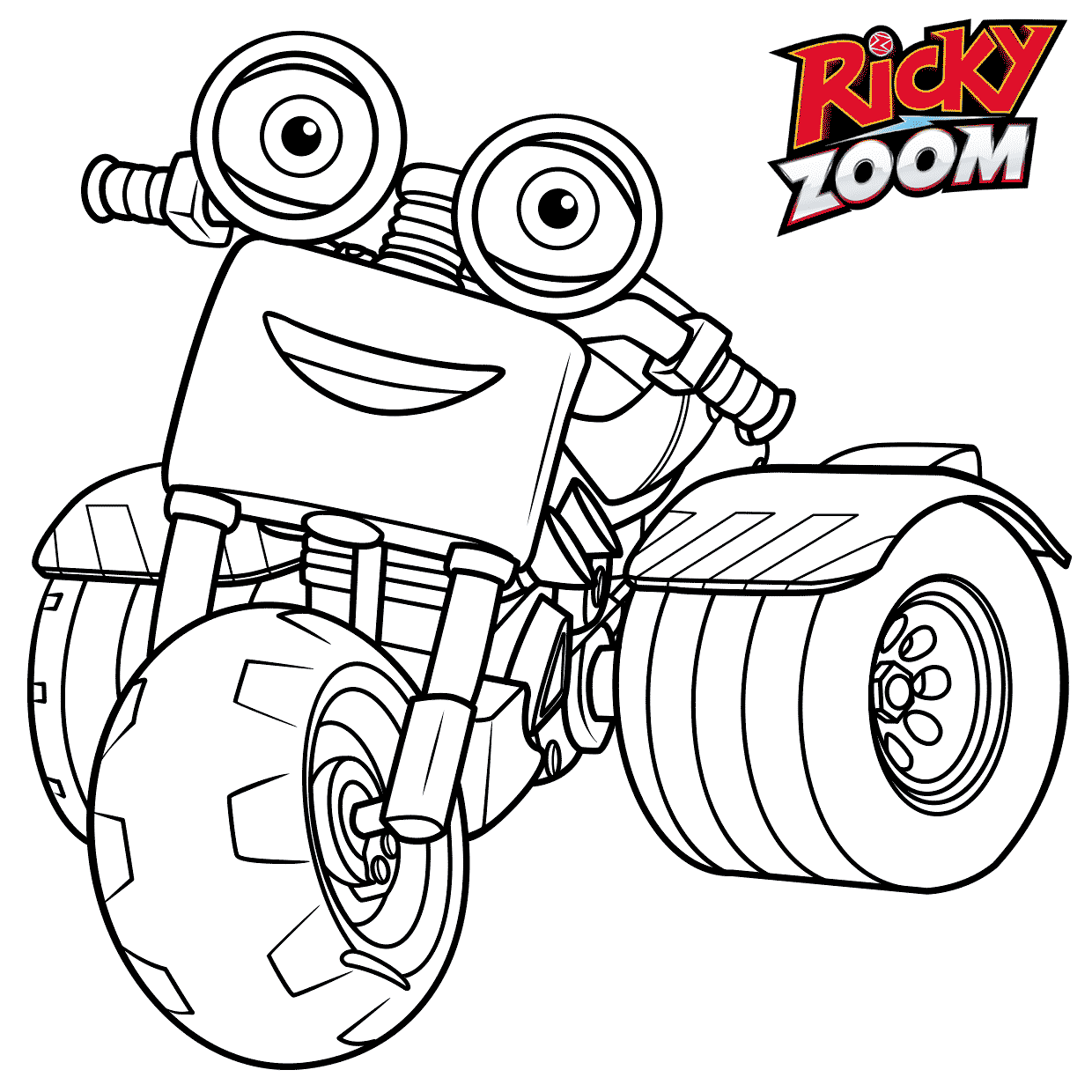 Coloriage Dj Rumbler A Moto En Vtt - Ricky zoom à imprimer