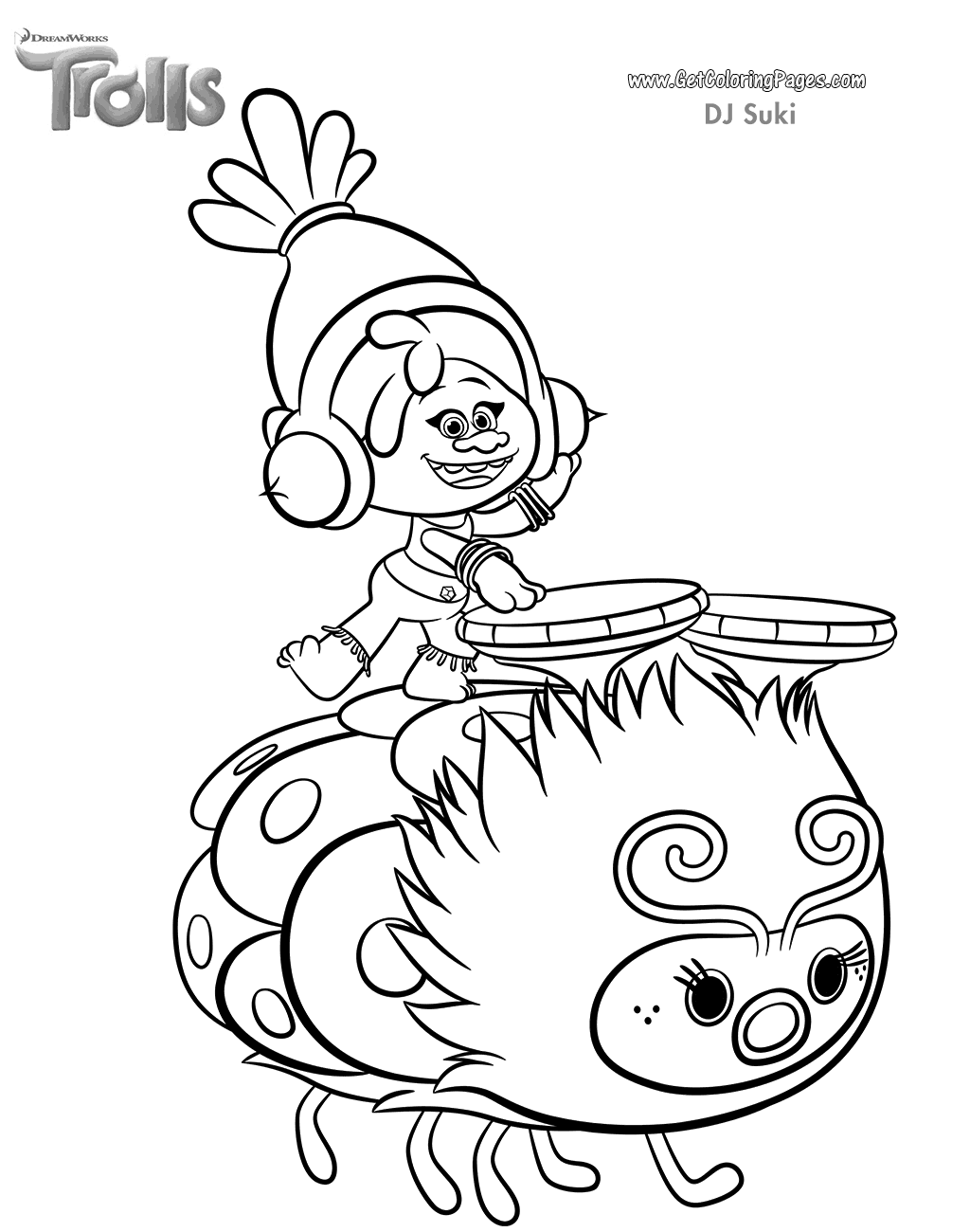 Coloriage Dj Suki Of Trolls Movie - Trolls à imprimer