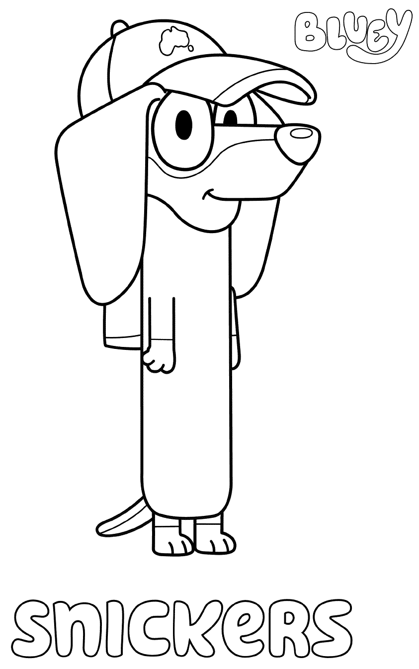 Coloriage Dachshund Snickers - Bluey à imprimer