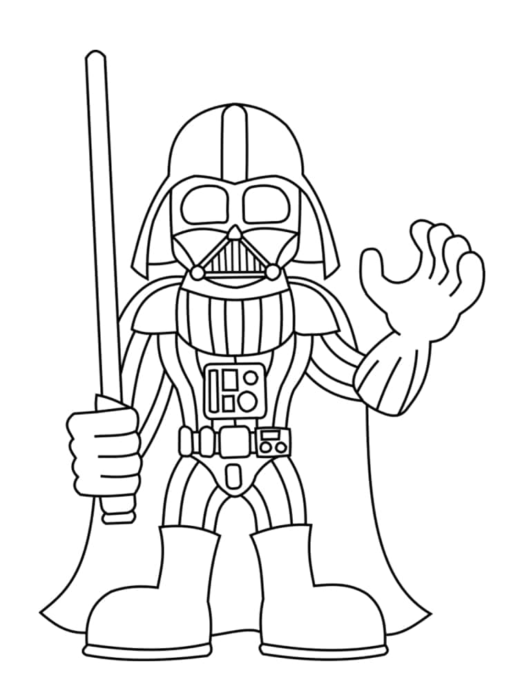 Coloriage Darth Vader Avec Sabre - Star wars à imprimer