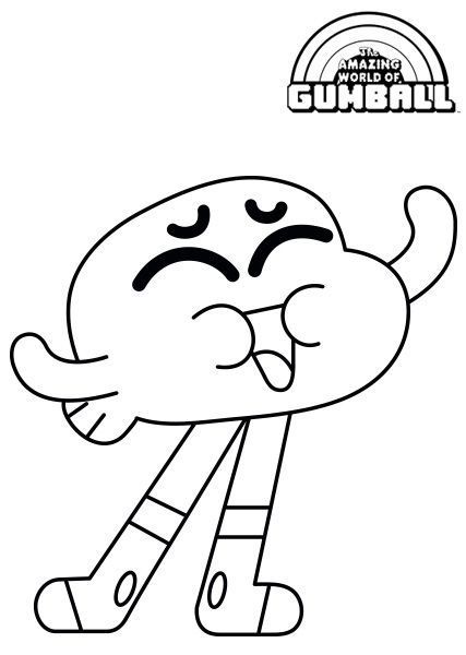 Coloriage Darwin Le Poisson Rouge - Gumball à imprimer