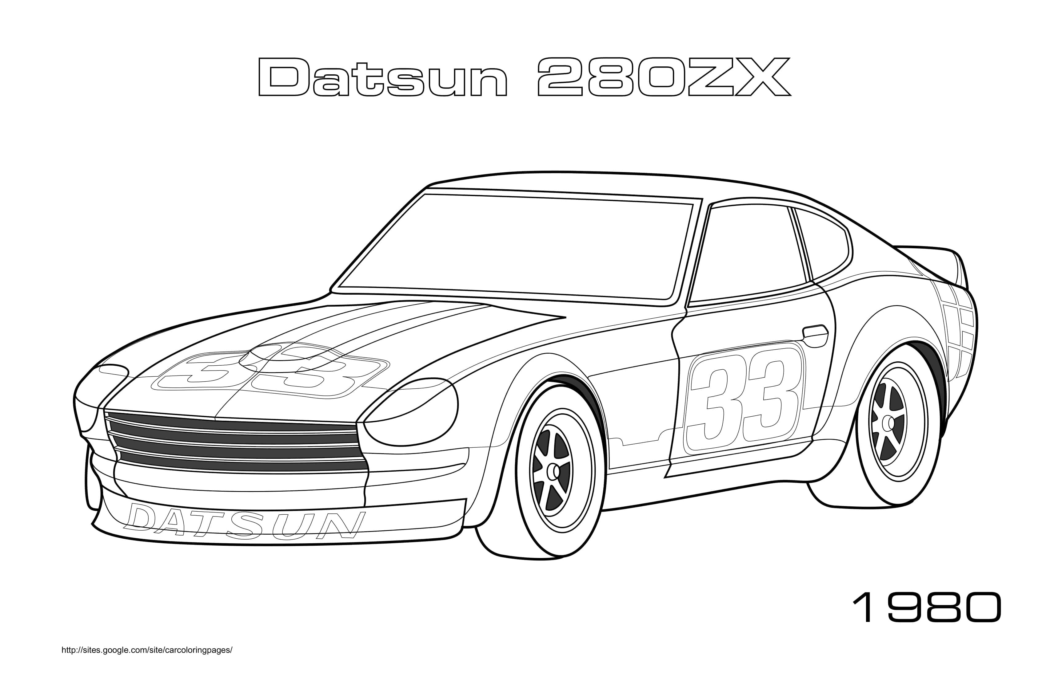 Coloriage Datsun 280zx 1980 vue de profil - Voiture à imprimer