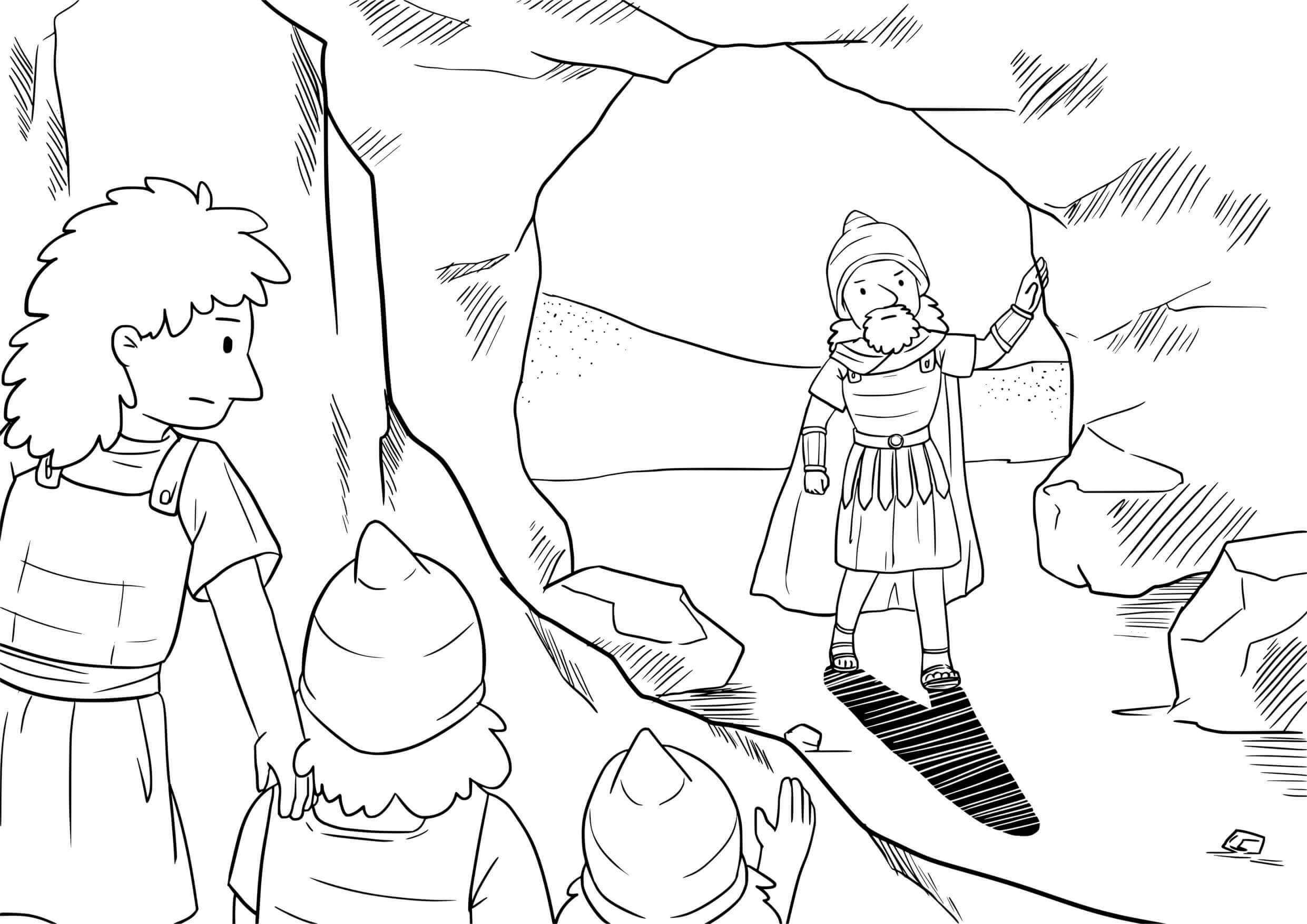 Coloriage Saül'et David : moment biblique Samuel - Jésus à imprimer