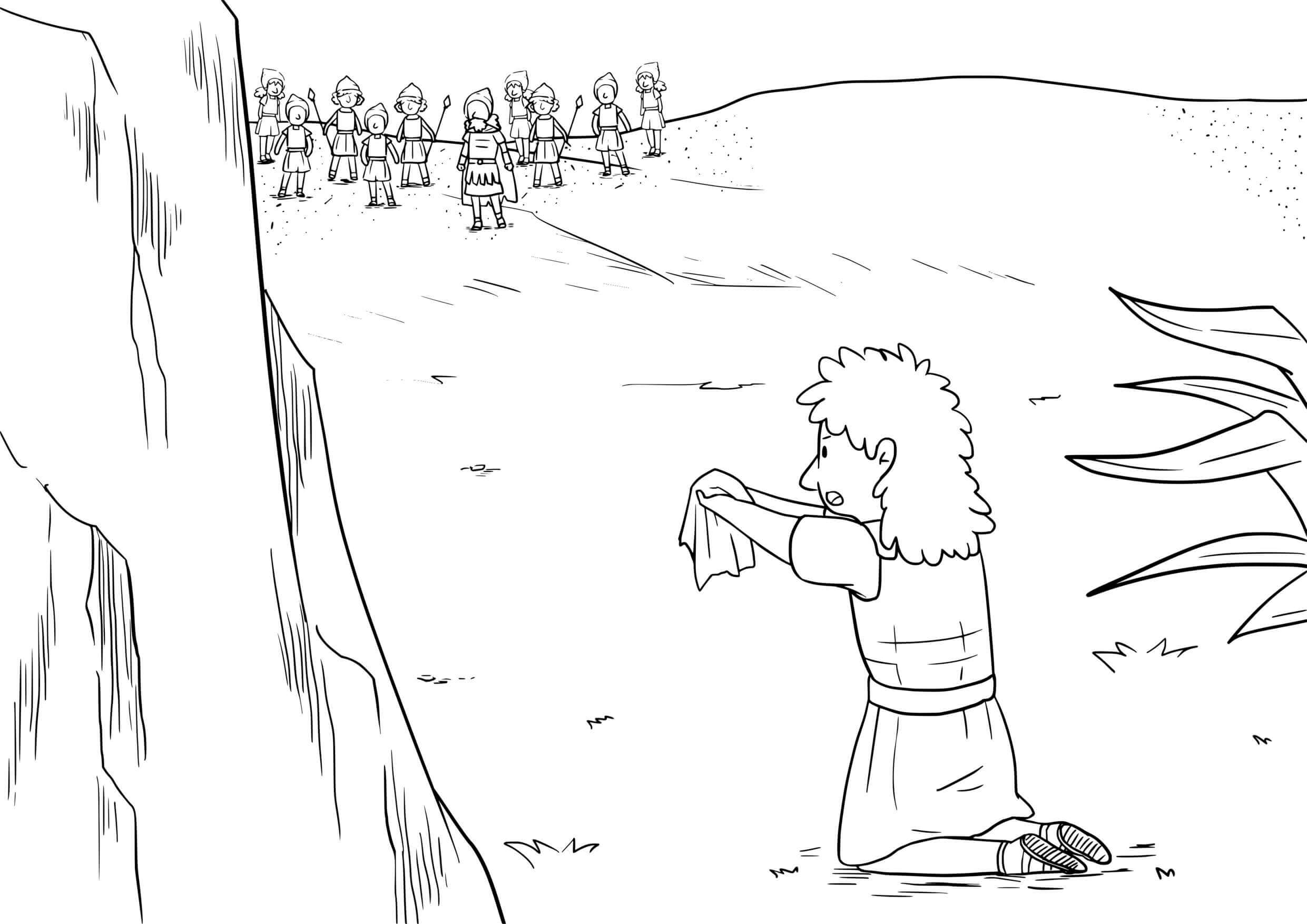 Coloriage David et Saül dans le récit de Samuel - Jésus à imprimer