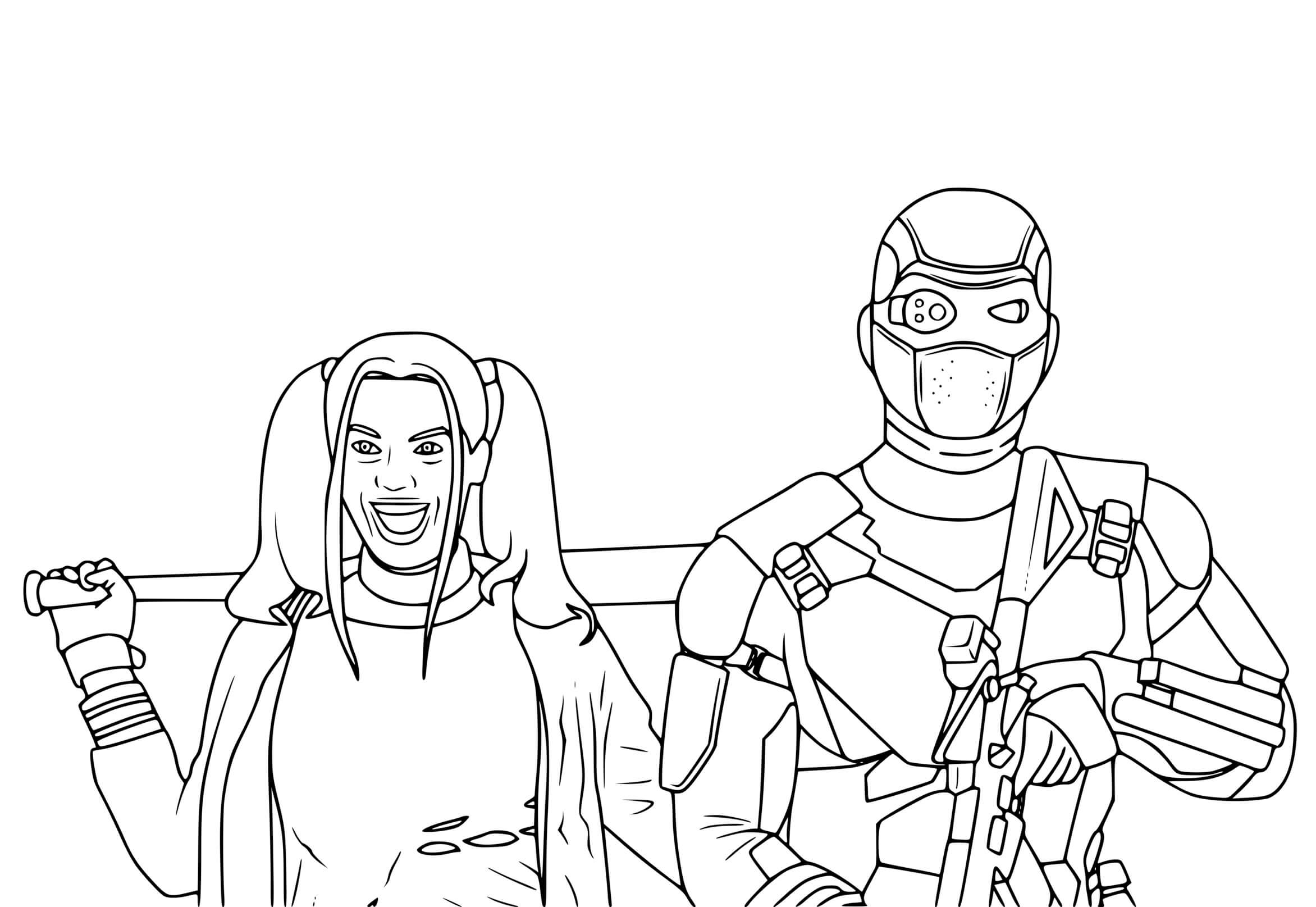 Coloriage Deadshot Et Harley Quinn Du Film Suicide Squad - Harley quinn à imprimer