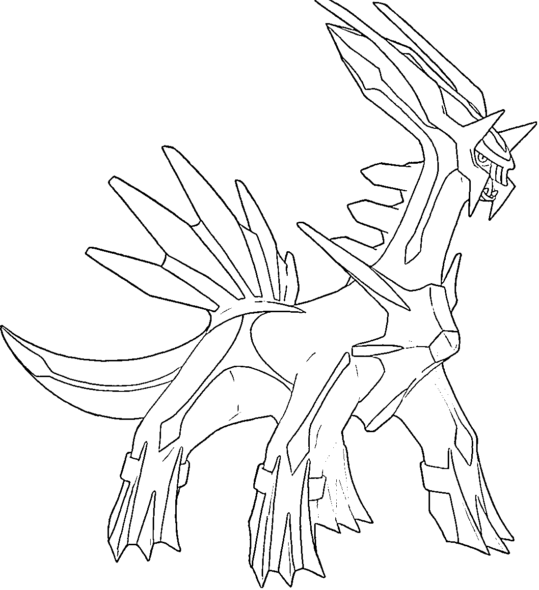 Coloriage Dialga Génération 4 - Pokémon légendaire à imprimer
