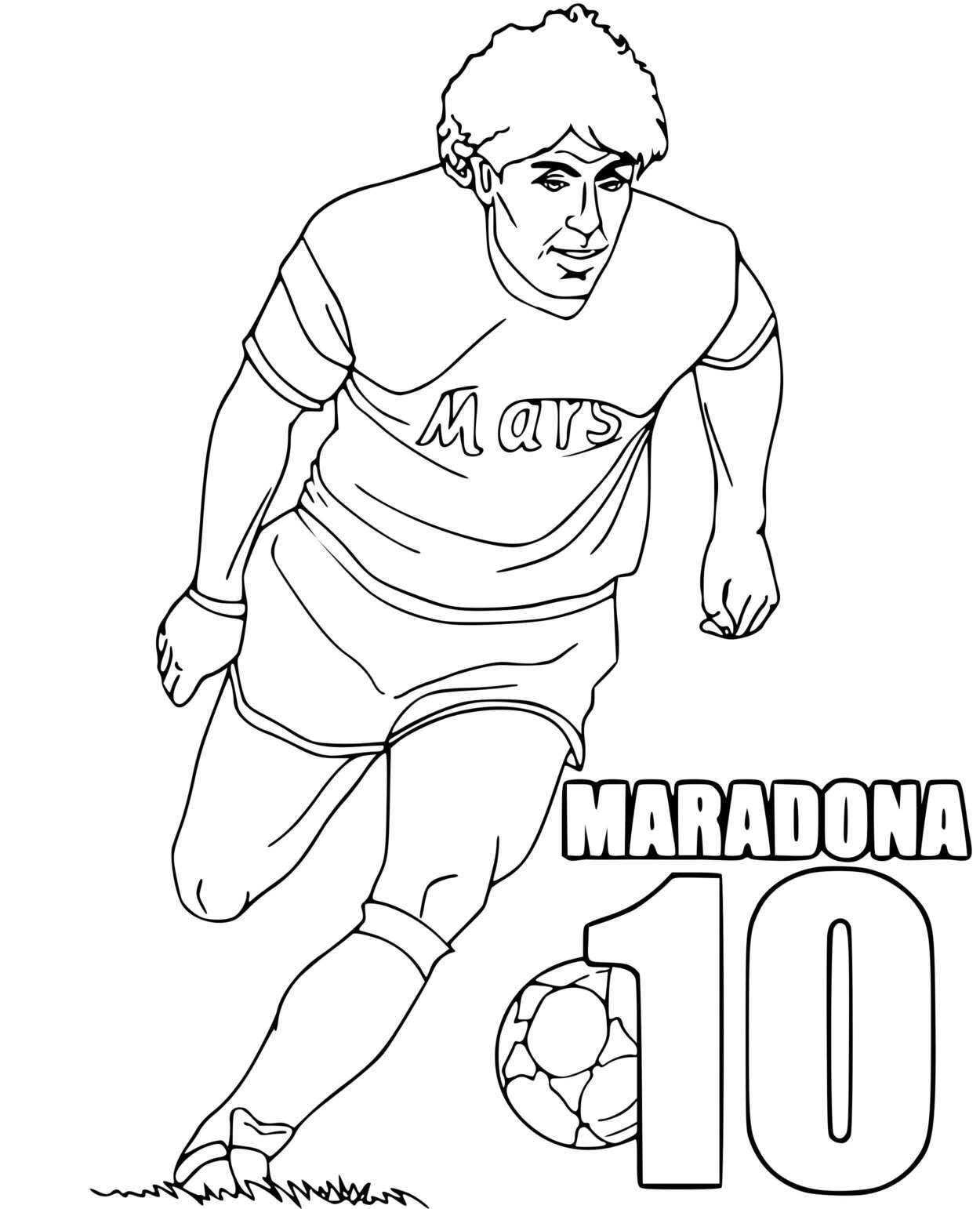 Coloriage Diego Armando Maradona Footballeur Argentin - Foot à imprimer