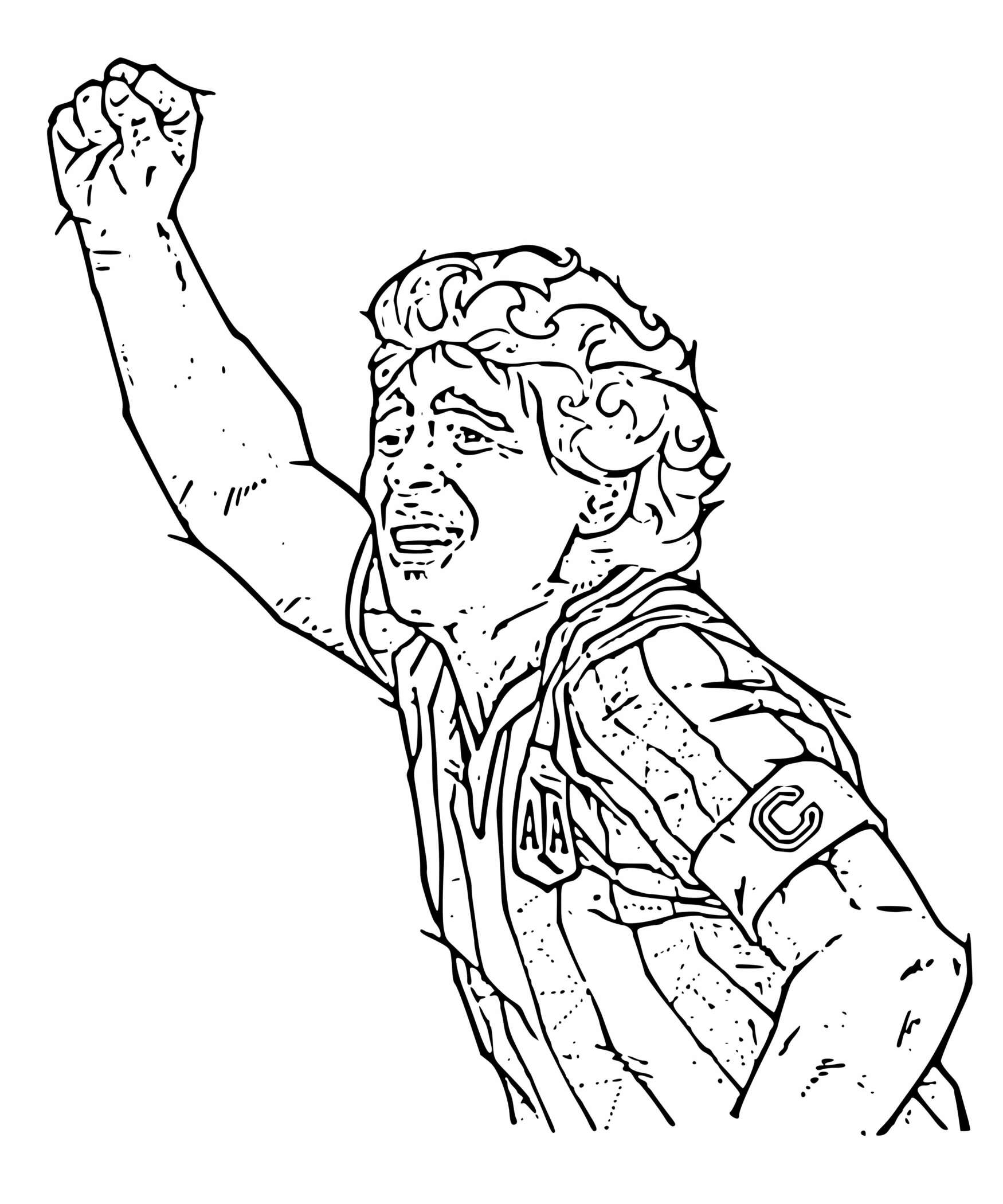 Coloriage Diego Maradona La Main De Dieu - Foot à imprimer
