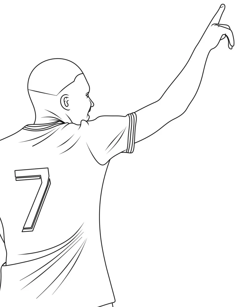 Coloriage Portrait de Kylian Mbappé - Mbappé à imprimer
