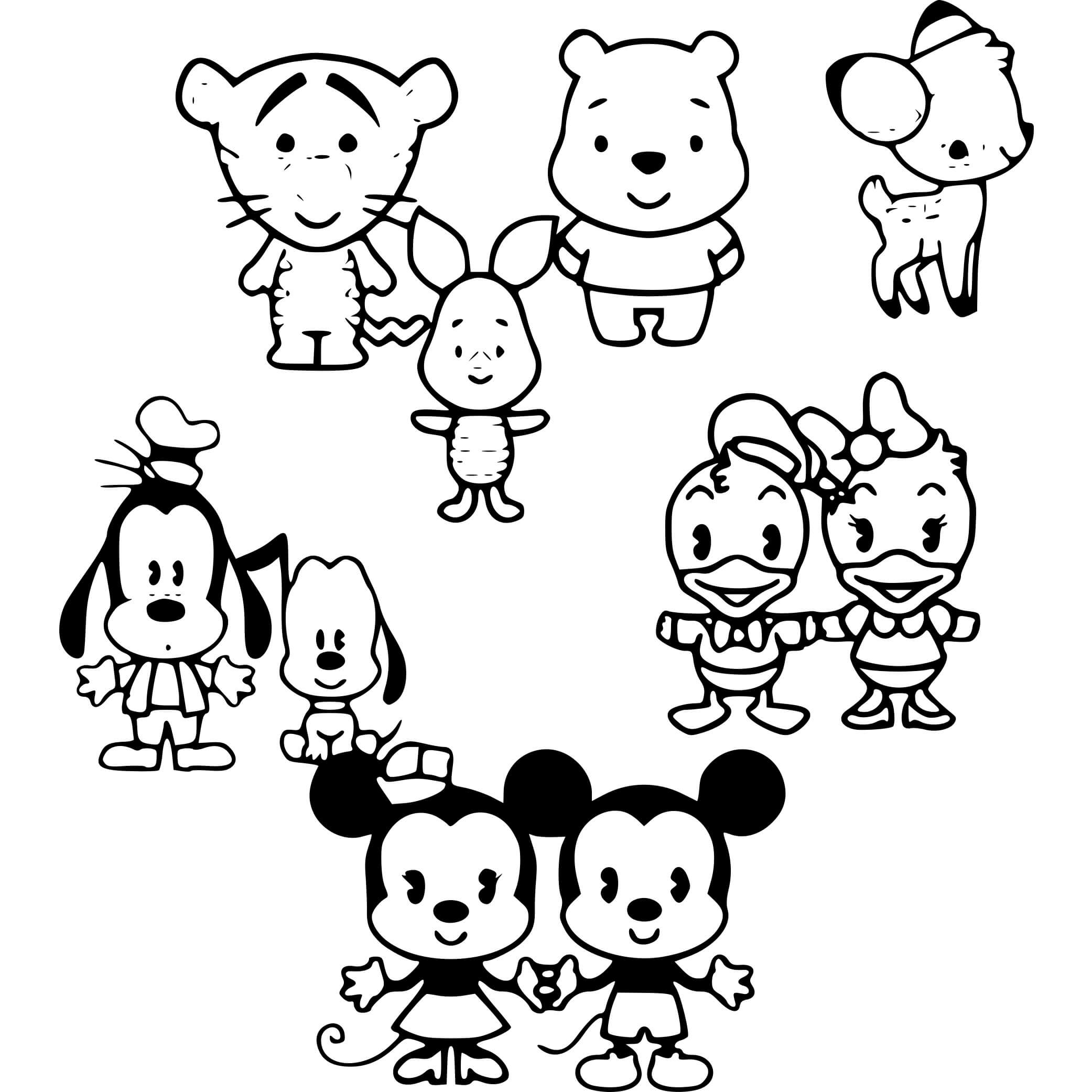 Coloriage Personnages Disney à Colors - Disney bébé à imprimer