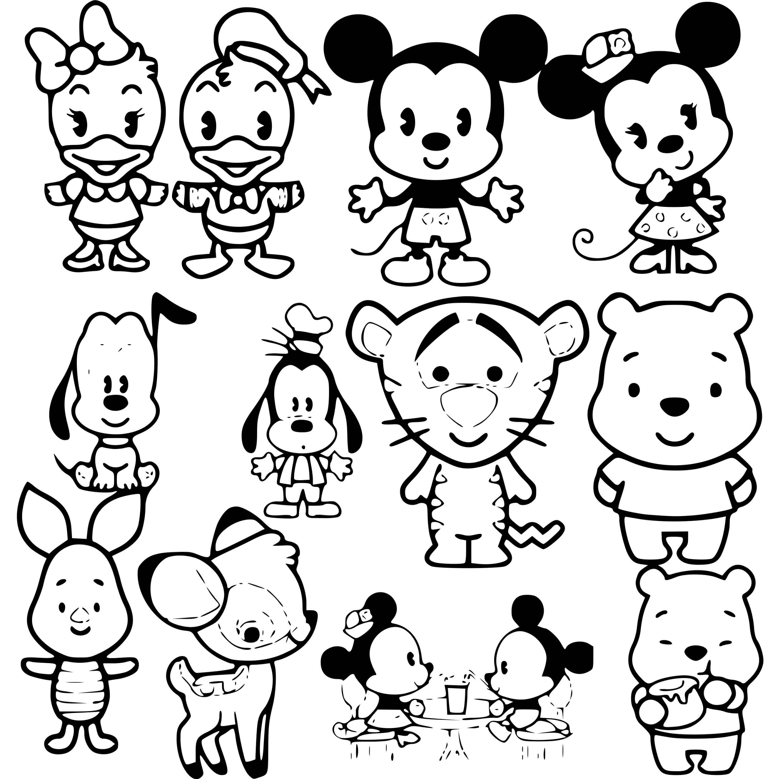 Coloriage Kawaii disney princesse snow white - Kawaii disney à imprimer