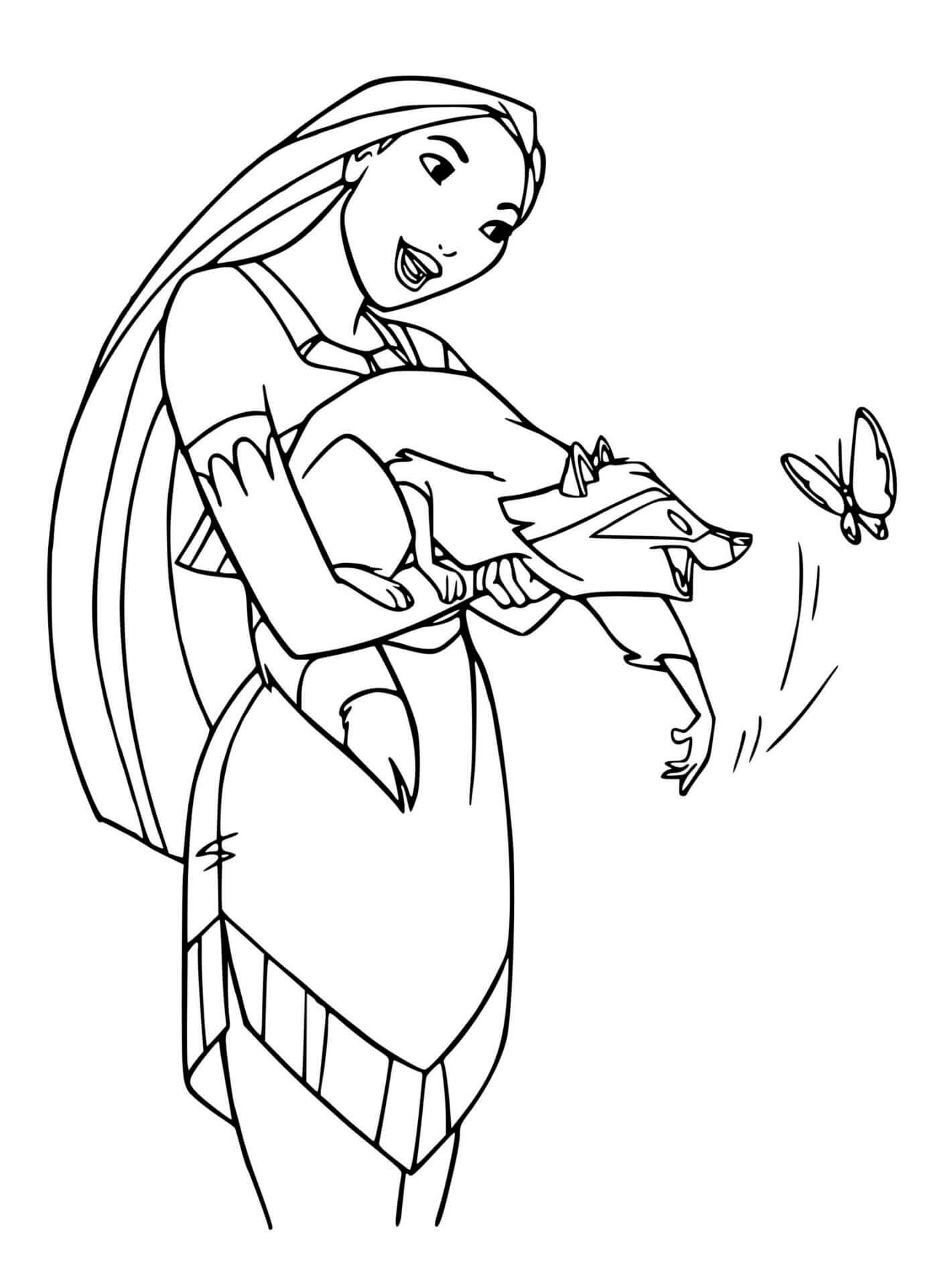 Coloriage Disney Princesse Du Peuple Amerindien - Pocahontas à imprimer