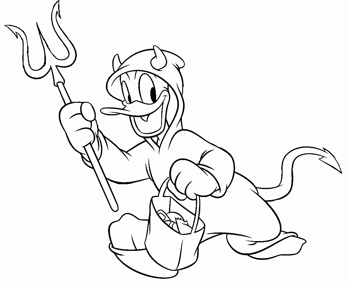 Coloriage Donald Duck Diable Halloween - Halloween disney à imprimer