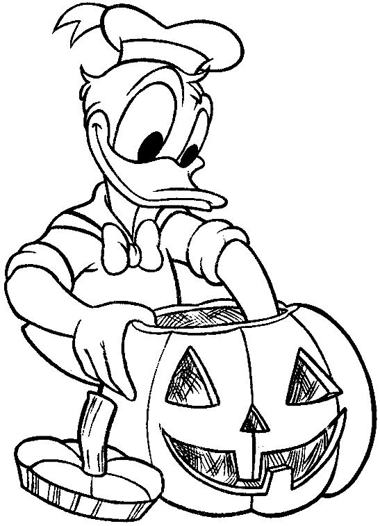 Coloriage Donald Fabrique Sa Citrouille Pour Halloween - Halloween citrouille à imprimer