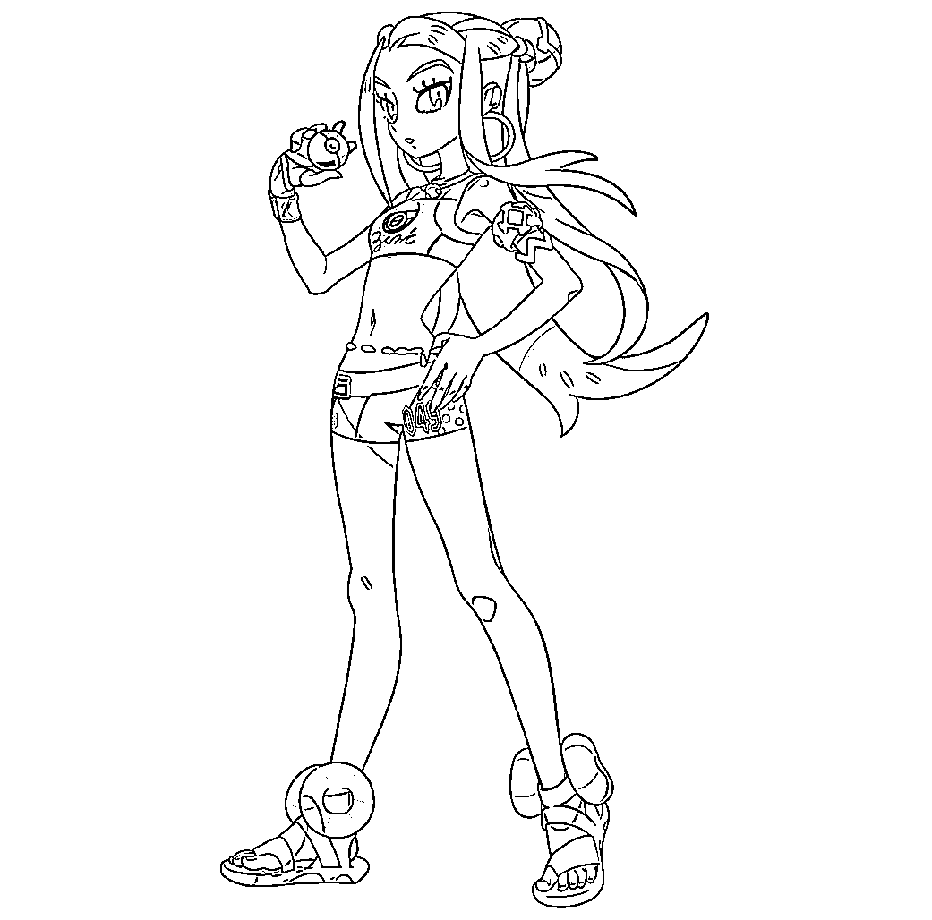 Coloriage Donna Champion Arene And Expert Pokemon Type Water - Pokémon à imprimer