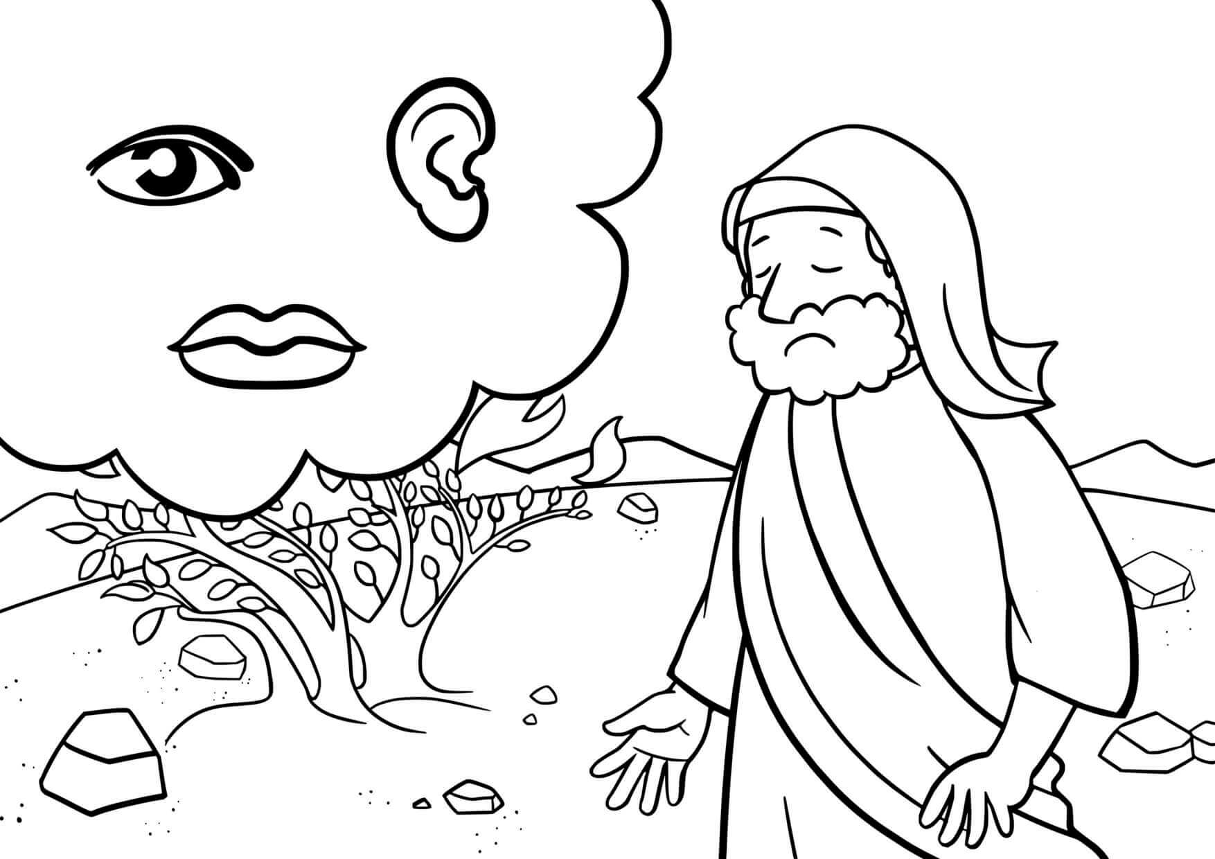 Coloriage Moïse confronté à l'incertitude divine - Jésus à imprimer