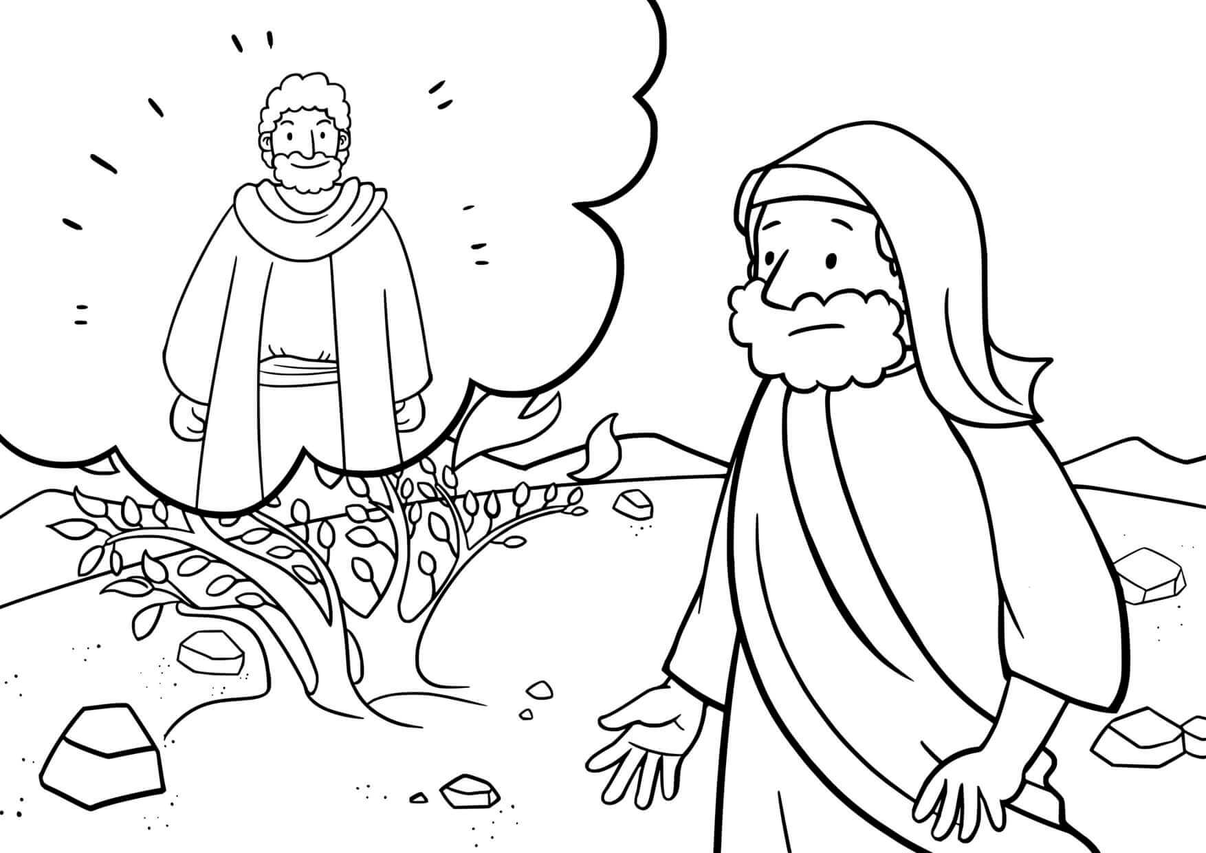 Coloriage Moïse doute face à l'appel divin - Jésus à imprimer