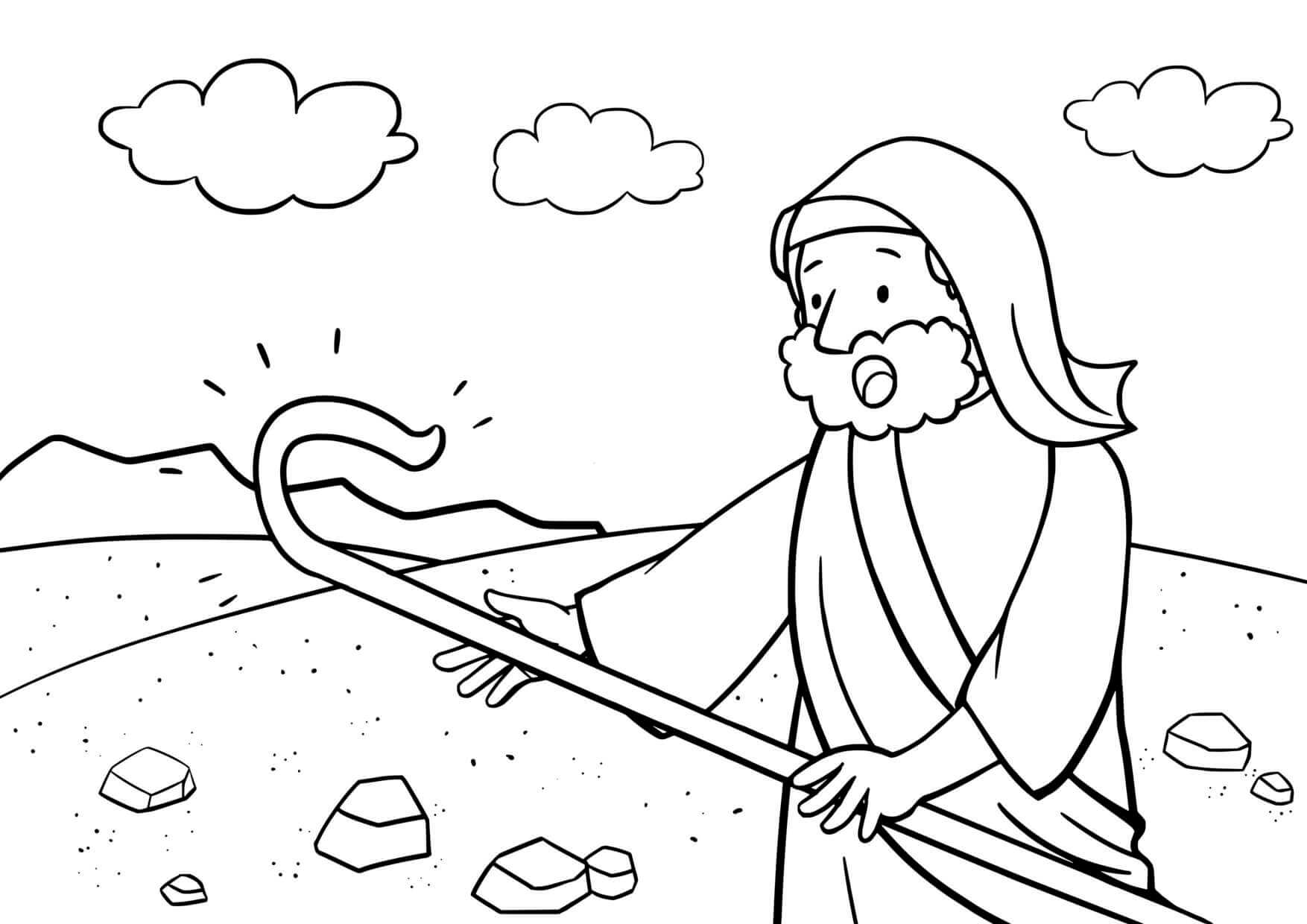 Coloriage Moïse hésite devant sa mission céleste - Jésus à imprimer