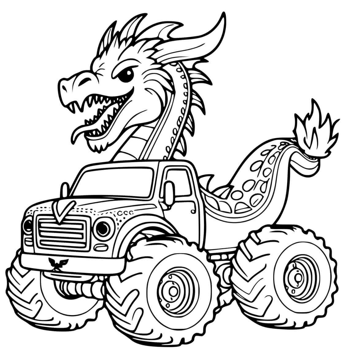 Coloriage Dragon Monster Truck - Monster truck à imprimer